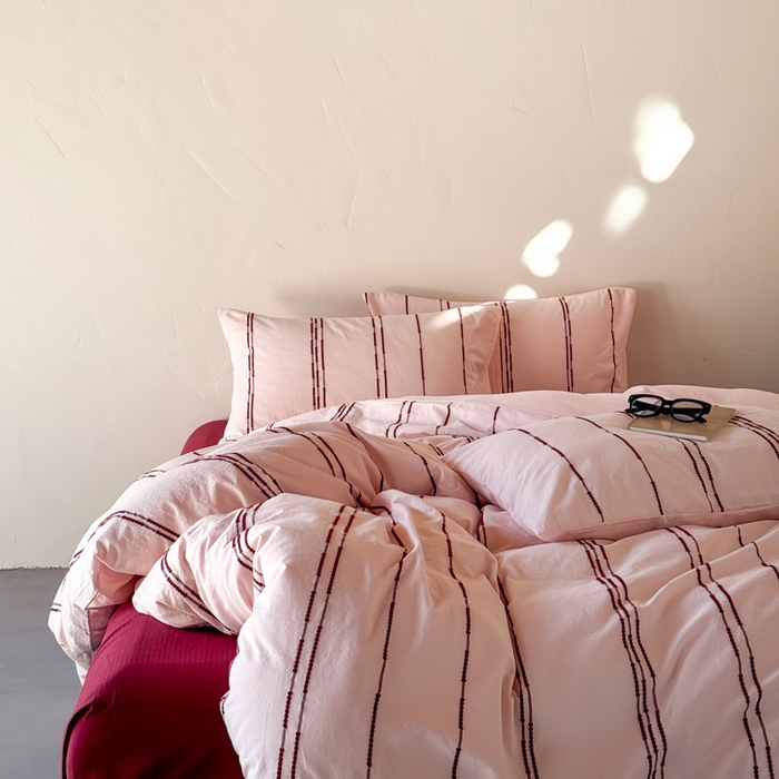 91家纺网 家纺一手货源 找家纺 山舍家居 2025新款全棉纯棉色织提花四件套-弗洛伦萨的落日 弗洛伦萨的落日-落日粉