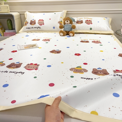 91家纺网 家纺一手货源 找家纺 （总）摩妮卡 2025小清新数码冰丝席 碳光席三件套