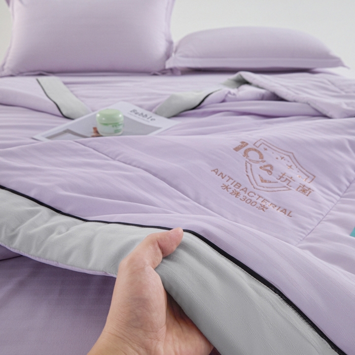 91家纺网 家纺一手货源 找家纺 宝士康家纺 2025新款10A抗菌华夫条提花夏被 香紫