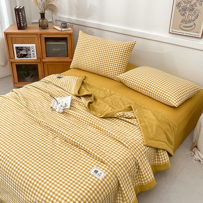 91家纺网 家纺一手货源 找家纺 （总）鸣升家纺 2025新款100%里外全棉棉花夏被无印风全棉色织水洗棉夏凉被空调被夏被春秋被单人可机洗