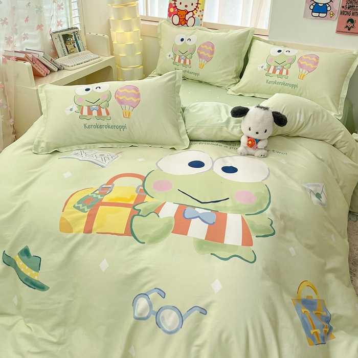 91家纺网 家纺一手货源 找家纺 博雅 2025新款三丽鸥全棉大版单枕套 开心大眼蛙