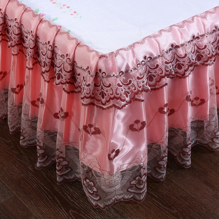 91家纺网 家纺一手货源 找家纺 情恒家纺2025新款床裙款冰丝布艺软凉席三件套 花间意-玉