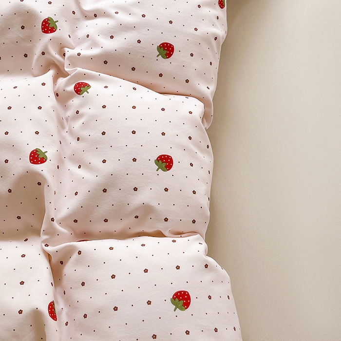 91家纺网 家纺一手货源 找家纺 玖明2025新款A类加厚柔软针织棉双层纱四件套 草莓星愿