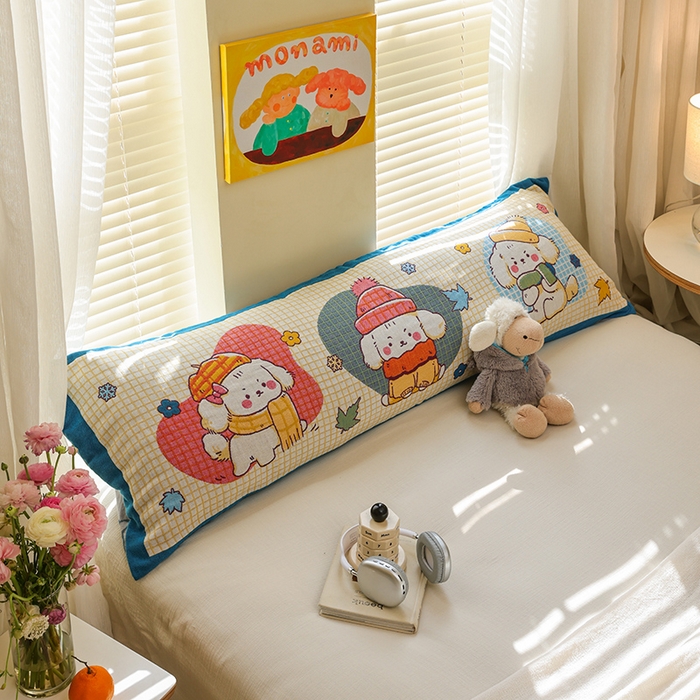 91家纺网 家纺一手货源 找家纺 雯雨2025新款A类卡通双人纱布枕套 萌系家族