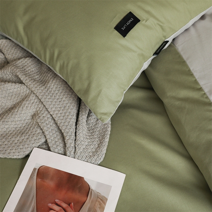 91家纺网 家纺一手货源 找家纺 （总）启程2025新款全棉纯色双拼无印风四件套