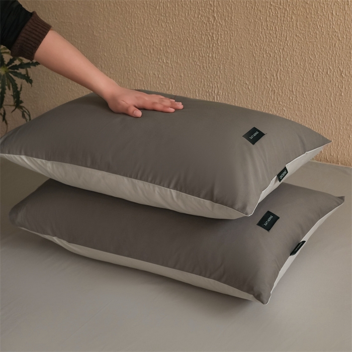 91家纺网 家纺一手货源 找家纺 启程2025新款全棉纯色双拼无印风四件套 雅士灰+绅士灰