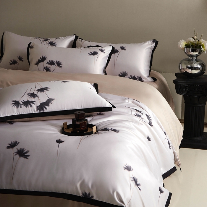 91家纺网 家纺一手货源 找家纺 优悦 2025新款冰丝数码印花四件套 如梦-香槟