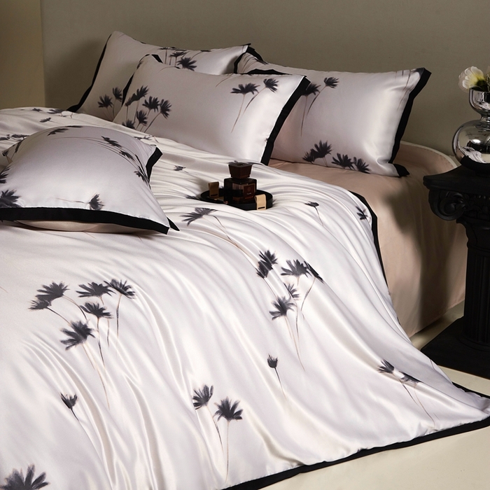 91家纺网 家纺一手货源 找家纺 优悦 2025新款冰丝数码印花四件套 如梦-香槟