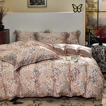 未来家居 2025春夏新款100支莱赛尔天丝贡缎纯色印花系列高端礼盒四件套 虞美人