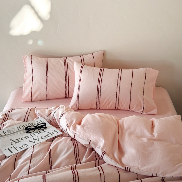 91家纺网 家纺一手货源 找家纺 山舍家居 2025新款全棉纯棉色织提花四件套-弗洛伦萨的落日 弗洛伦萨的落日-落日红