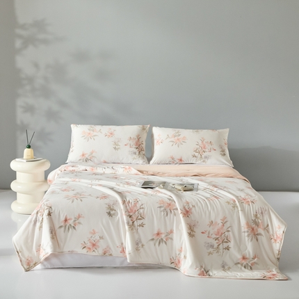 2025春夏新款100%双面锦纶美式印花夏被凉感空调被 红尘笑