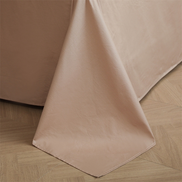 91家纺网 家纺一手货源 找家纺 启程2025新款全棉纯色双拼无印风四件套 奶油粉+杏仁