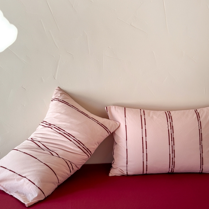 91家纺网 家纺一手货源 找家纺 山舍家居 2025新款全棉纯棉色织提花四件套-弗洛伦萨的落日 弗洛伦萨的落日-落日粉