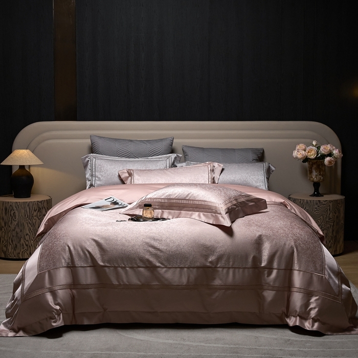 91家纺网 家纺一手货源 找家纺 （总）榻尚家居 2025新款高精密贡缎色织大提花四件套 夜曲