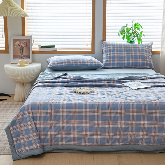 91家纺网 家纺一手货源 找家纺 圣尔雅家纺 2025新款里外全棉色织夏被新疆棉花被纯棉被子空调被夏凉被 艾玛条格