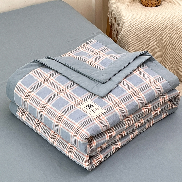 91家纺网 家纺一手货源 找家纺 鸣升家纺 2025新款100%里外全棉棉花夏被无印风全棉色织水洗棉夏凉被空调被夏被春秋被单人可机洗 初时兰