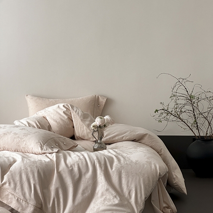 涞澳家纺 2025新款全棉水洗棉提花珍珠纽扣四件套 风吟浅夏-棕玉