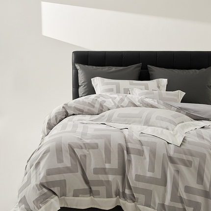 涞澳家纺 2025新款全棉色织提花四件套 瑰丽-灰