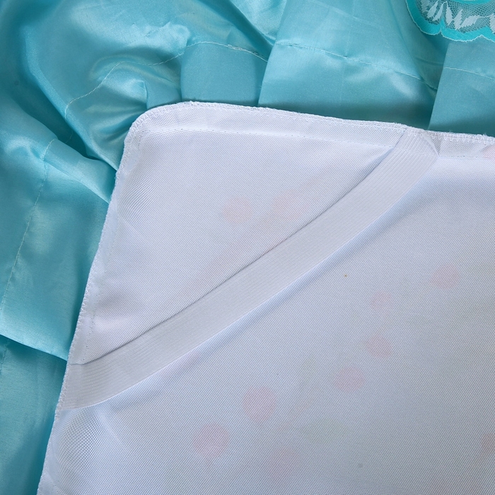 91家纺网 家纺一手货源 找家纺 情恒家纺2025新款床裙款冰丝布艺软凉席三件套 花间意-蓝