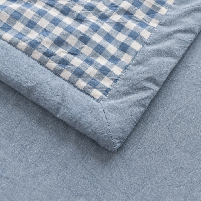 91家纺网 家纺一手货源 找家纺 圣尔雅家纺 2025新款里外全棉色织夏被新疆棉花被纯棉被子空调被夏凉被 蓝小格