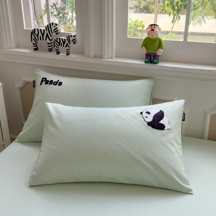 91家纺网 家纺一手货源 找家纺 席世家 2025春夏新款全棉纯棉老粗布印花床笠凉席席子 熊猫与竹