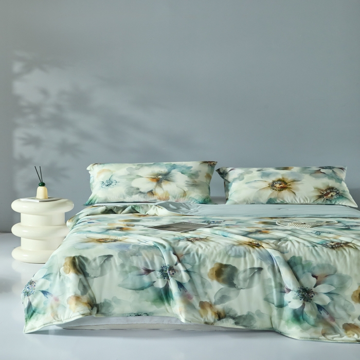 91家纺网 家纺一手货源 找家纺 2025春夏新款100%双面锦纶美式印花夏被凉感空调被 韵染