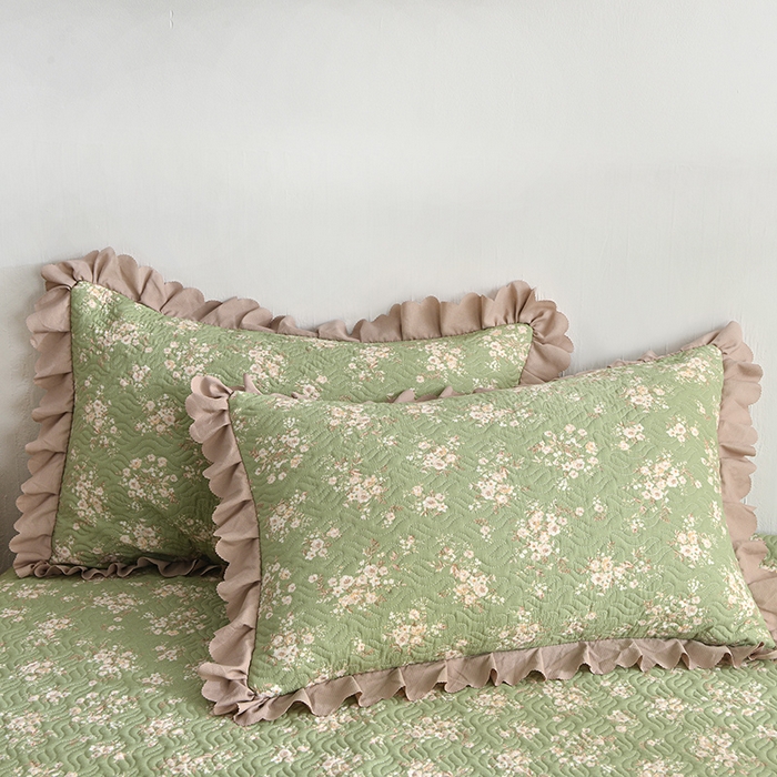 91家纺网 家纺一手货源 找家纺 梦柏 2025新款韩版双层纱夹棉绗缝床盖夏被四件套 绿野仙踪