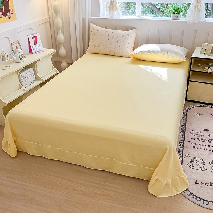 91家纺网 家纺一手货源 找家纺 玖明2025新款A类加厚柔软针织棉双层纱四件套 兔梦花开