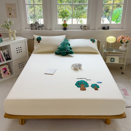 席世家 2025春夏新款全棉纯棉老粗布印花床笠凉席席子 苹果树