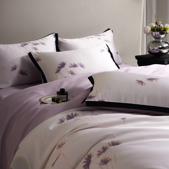 91家纺网 家纺一手货源 找家纺 优悦 2025新款冰丝数码印花四件套 如梦-紫