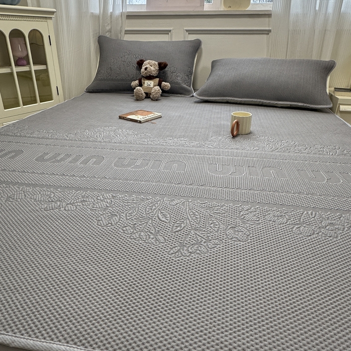 91家纺网 家纺一手货源 找家纺 金爱家 2025新款430克中分子豆豆席凉席席子 豆豆席-繁华灰