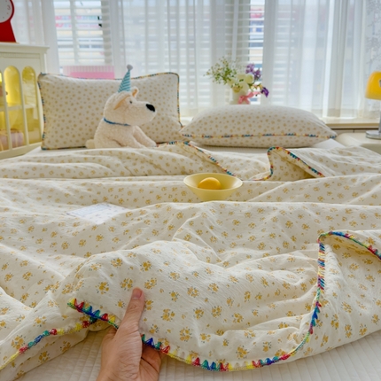 贝扬思 2025新款云感双层纱抗菌贝壳边夏被 贝壳边-橘子海