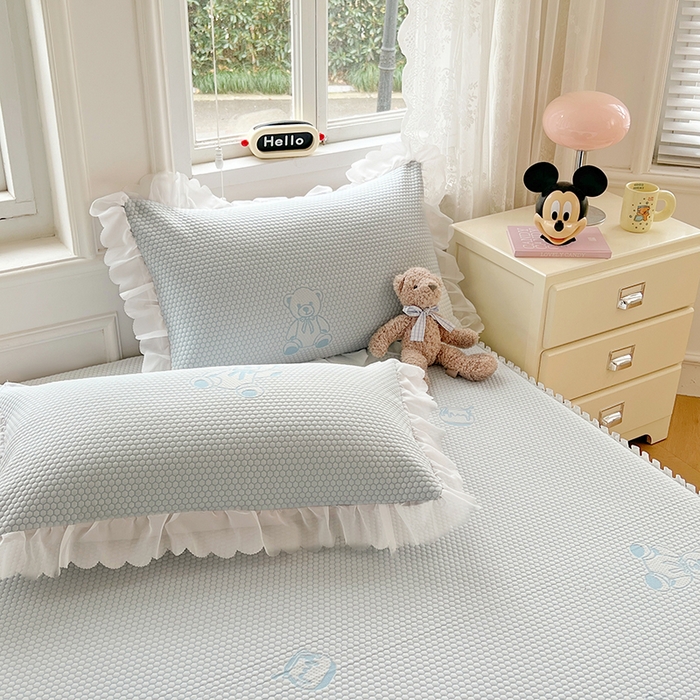 91家纺网 家纺一手货源 找家纺 （总）梦舒羽 2025春夏新款冰豆豆花边单人单枕套枕套单件