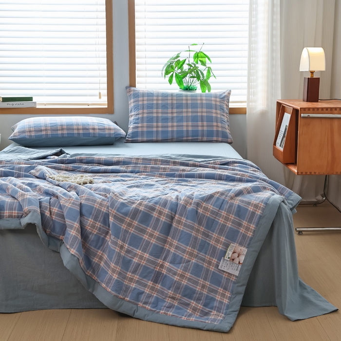 91家纺网 家纺一手货源 找家纺 圣尔雅家纺 2025新款里外全棉色织夏被新疆棉花被纯棉被子空调被夏凉被 艾玛条格