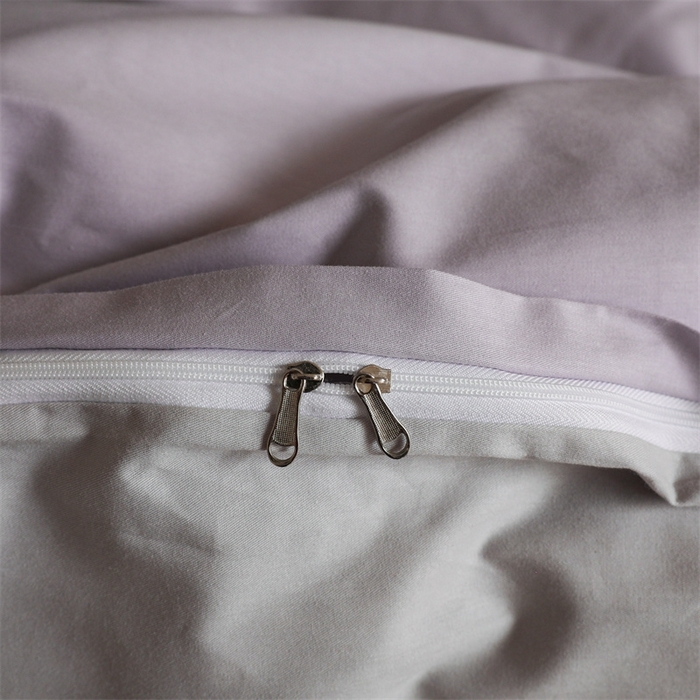 91家纺网 家纺一手货源 找家纺 启程2025新款全棉纯色双拼无印风四件套 水晶紫+绅士灰