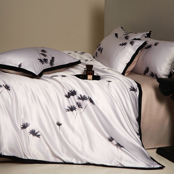 91家纺网 家纺一手货源 找家纺 优悦 2025新款冰丝数码印花四件套 如梦-香槟