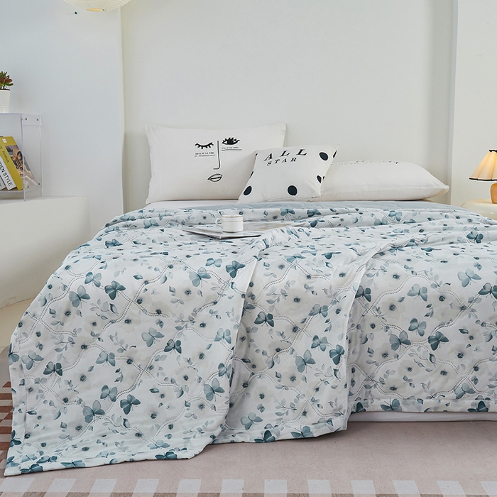 91家纺网 家纺一手货源 找家纺 被多多被业 2025新款凉感丝印花夏被夏凉被空调被 幻蝶