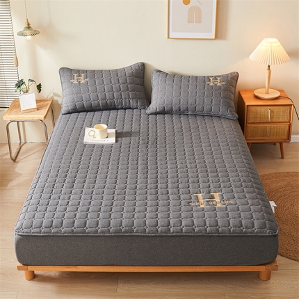 恒爱家纺 2025新款H系列全棉色织水洗棉床笠 经典灰