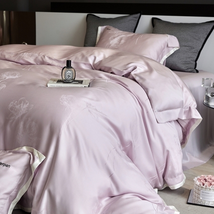 涞澳家纺 2025新款天丝棉提花四件套 沐颜-粉