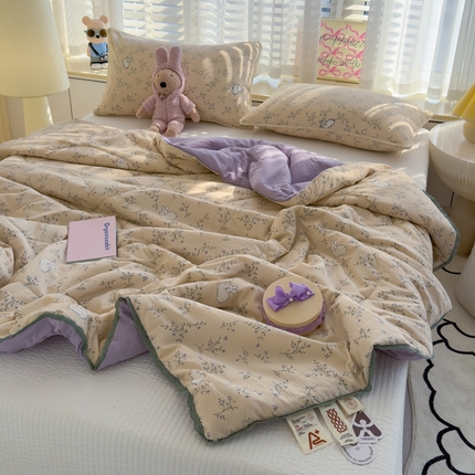 贝扬思 2025新款云感双层纱抗菌花边夏被 留白日记