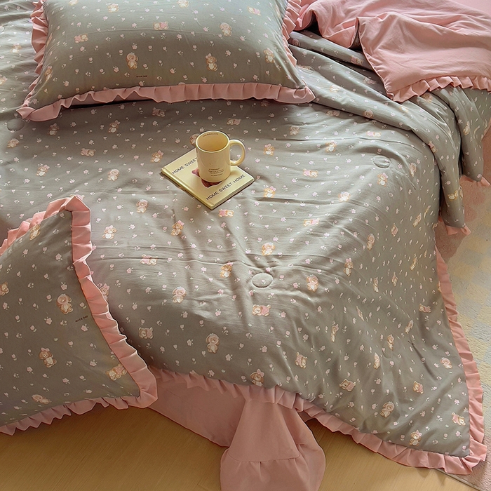 91家纺网 家纺一手货源 找家纺 欧尚 2025新款夏被四件套 萌趣仔仔