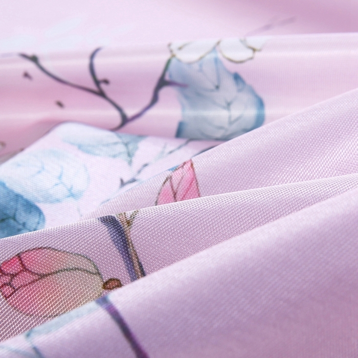 91家纺网 家纺一手货源 找家纺 情恒家纺2025新款床裙款冰丝布艺软凉席三件套 春暖花开-粉