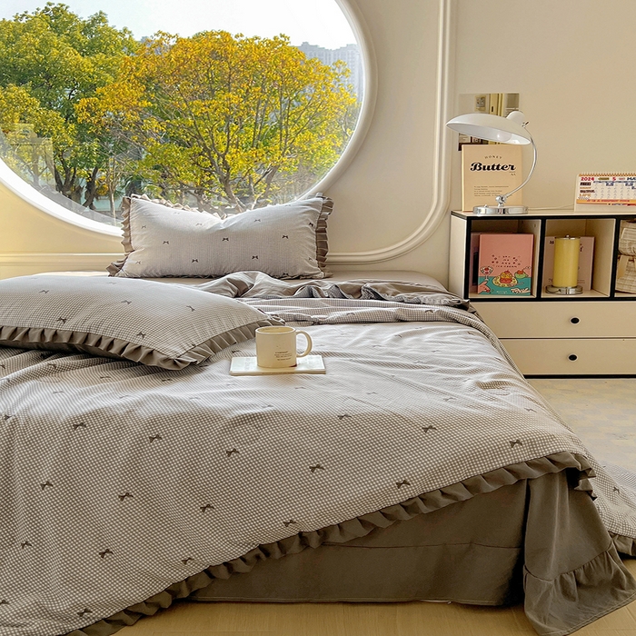 91家纺网 家纺一手货源 找家纺 欧尚 2025新款夏被四件套 蝴蝶结