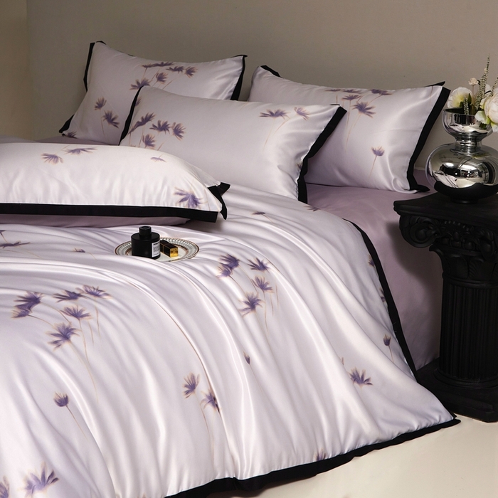 91家纺网 家纺一手货源 找家纺 优悦 2025新款冰丝数码印花四件套 如梦-紫