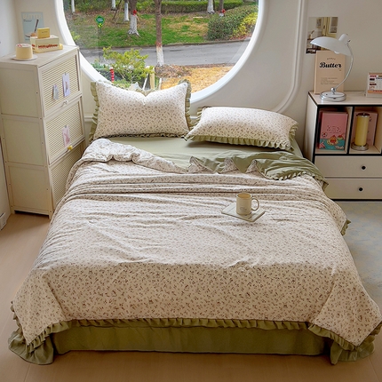 91家纺网 家纺一手货源 找家纺 欧尚 2025新款夏被四件套 树叶小兔