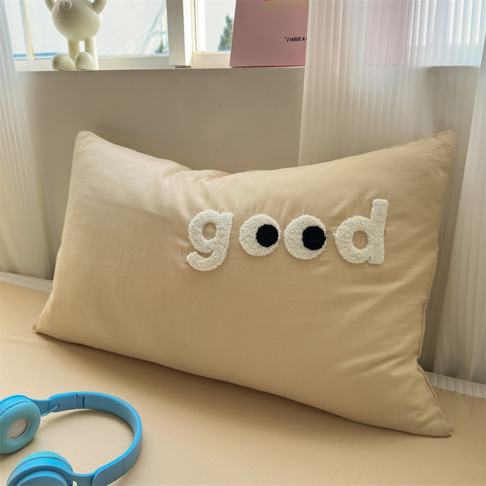 91家纺网 家纺一手货源 找家纺 丽涵 2025新款全棉纯棉大雁纹绣花单品枕套 good香槟金