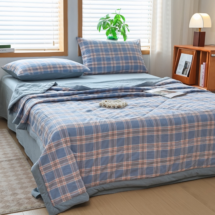 91家纺网 家纺一手货源 找家纺 圣尔雅家纺 2025新款里外全棉色织夏被新疆棉花被纯棉被子空调被夏凉被 艾玛条格