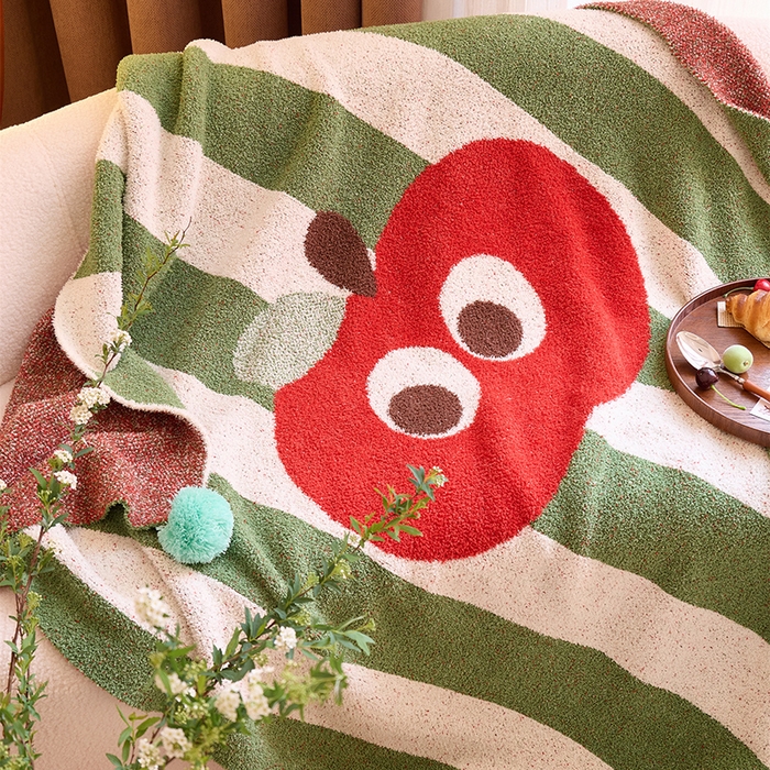 91家纺网 家纺一手货源 找家纺 （总）暖绵绵家纺 2025新款可爱卡通半边绒针织盖毯-乐绯