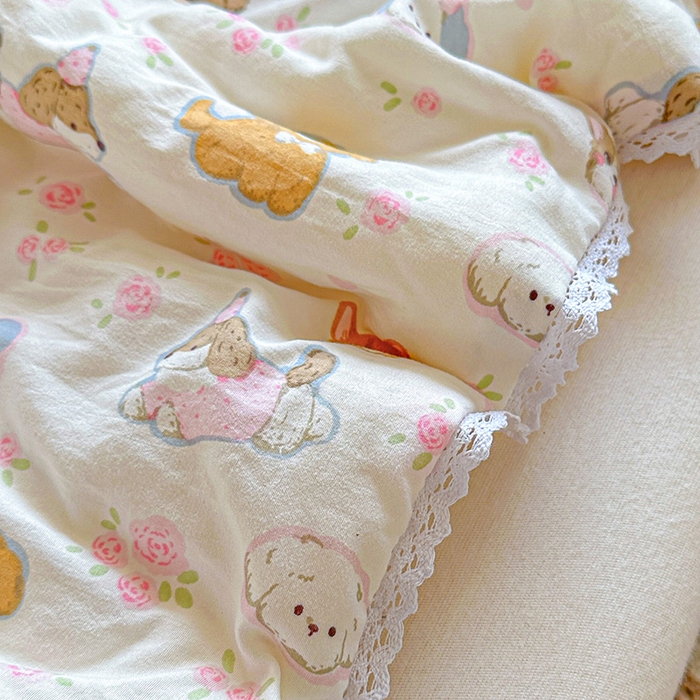 91家纺网 家纺一手货源 找家纺 2025新款双层皱皱纱水洗棉夏被夏凉被空调被可机洗空调被子被芯棉被 童趣绘彩