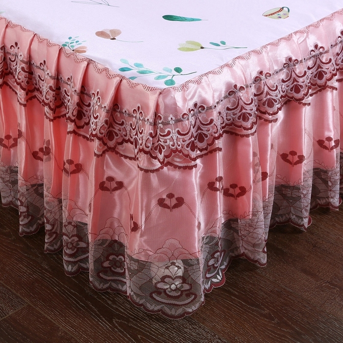 91家纺网 家纺一手货源 找家纺 情恒家纺2025新款床裙款冰丝布艺软凉席三件套 欢乐时光-玉